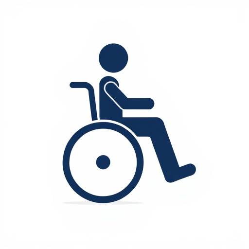 Icono de accesibilidad que muestra una figura humana estilizada en una rueda.